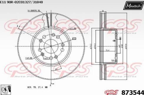 Maxtech 873544.0080 - Brake Disc autospares.lv