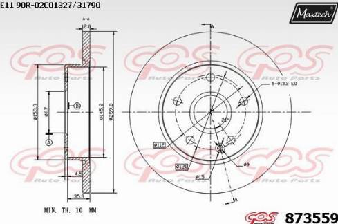 Maxtech 873559.0000 - Brake Disc autospares.lv