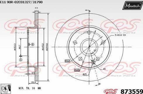 Maxtech 873559.0080 - Brake Disc autospares.lv