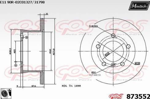 Maxtech 873552.0060 - Brake Disc autospares.lv