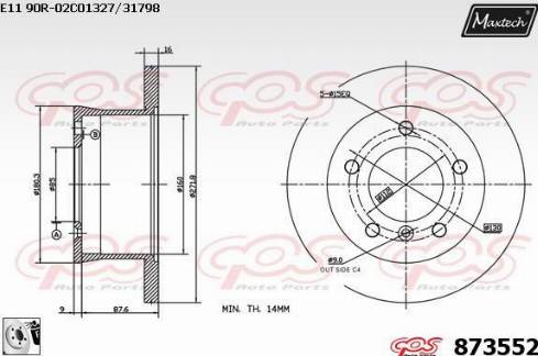 Maxtech 873552.0080 - Brake Disc autospares.lv