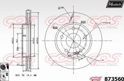 Maxtech 873560.6060 - Brake Disc autospares.lv