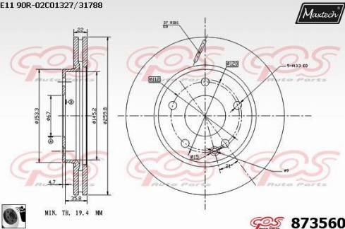 Maxtech 873560.0060 - Brake Disc autospares.lv