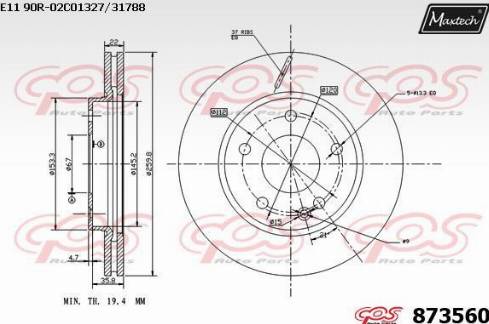 Maxtech 873560.0000 - Brake Disc autospares.lv