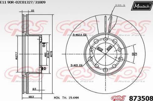 Maxtech 873508.0000 - Brake Disc autospares.lv