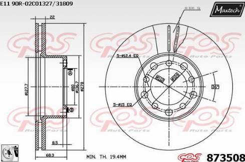 Maxtech 873508.0080 - Brake Disc autospares.lv