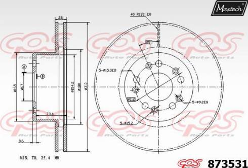 Maxtech 873531.0000 - Brake Disc autospares.lv