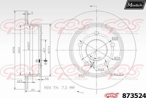 Maxtech 873524.0000 - Brake Disc autospares.lv