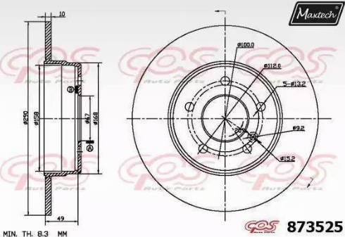 Maxtech 873525.6980 - Brake Disc autospares.lv