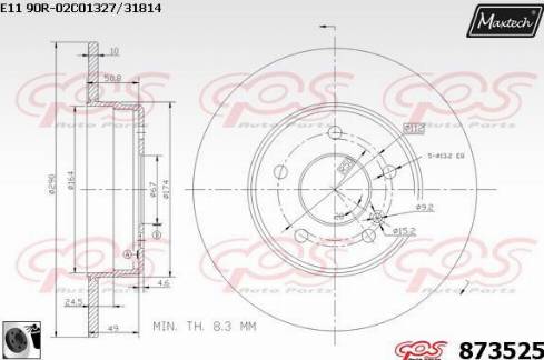 Maxtech 873525.0060 - Brake Disc autospares.lv