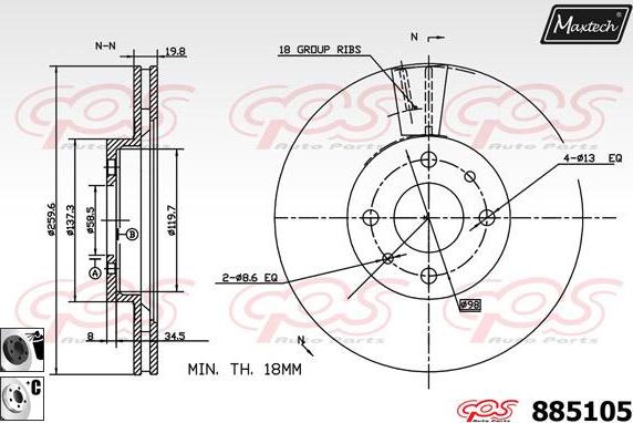 Maxtech 873525 - Brake Disc autospares.lv