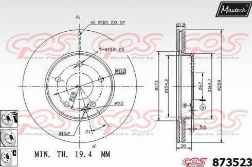 Maxtech 873523.6880 - Brake Disc autospares.lv