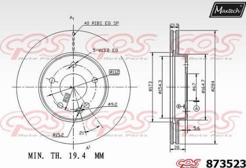 Maxtech 873523.0000 - Brake Disc autospares.lv