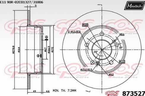 Maxtech 873527.0000 - Brake Disc autospares.lv