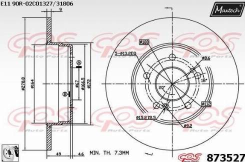 Maxtech 873527.0080 - Brake Disc autospares.lv