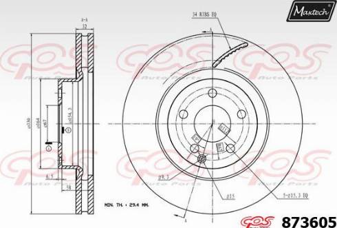 Maxtech 873605.0000 - Brake Disc autospares.lv