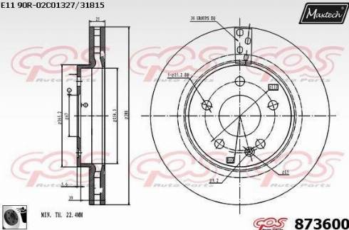 Maxtech 873600.0060 - Brake Disc autospares.lv