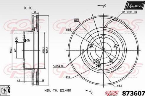 Maxtech 873607.0080 - Brake Disc autospares.lv