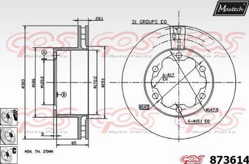 Maxtech 873614.6980 - Brake Disc autospares.lv