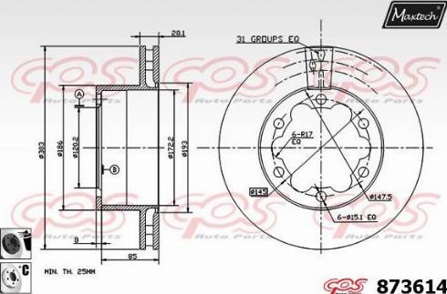 Maxtech 873614.6060 - Brake Disc autospares.lv