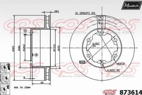 Maxtech 873614.6880 - Brake Disc autospares.lv