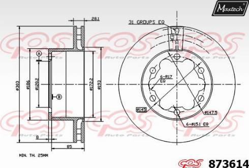 Maxtech 873614.0000 - Brake Disc autospares.lv