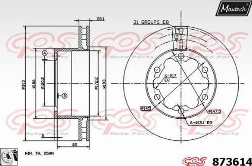 Maxtech 873614.0080 - Brake Disc autospares.lv