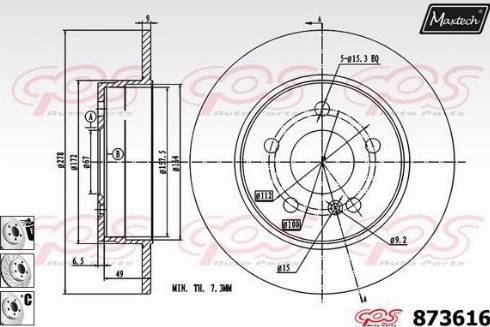 Maxtech 873616.6880 - Brake Disc autospares.lv