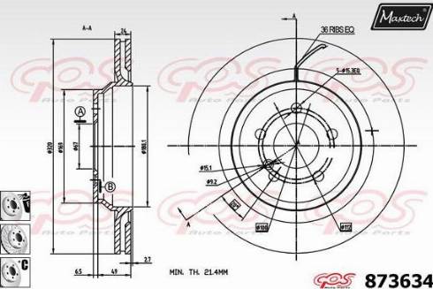 Maxtech 873634.6880 - Brake Disc autospares.lv