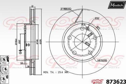 Maxtech 873623.6980 - Brake Disc autospares.lv