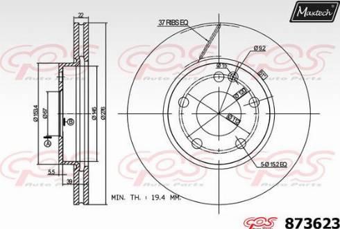 Maxtech 873623.0000 - Brake Disc autospares.lv