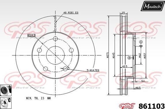 Maxtech 873623 - Brake Disc autospares.lv