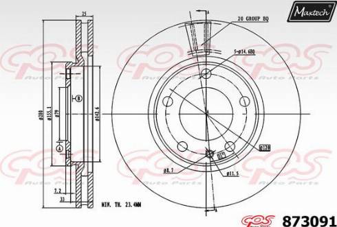 Maxtech 873091.0000 - Brake Disc autospares.lv