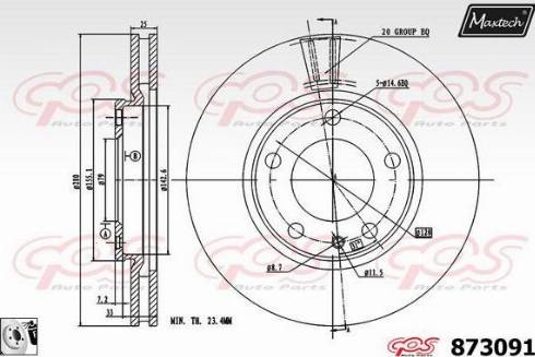 Maxtech 873091.0080 - Brake Disc autospares.lv