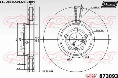 Maxtech 873093.0000 - Brake Disc autospares.lv