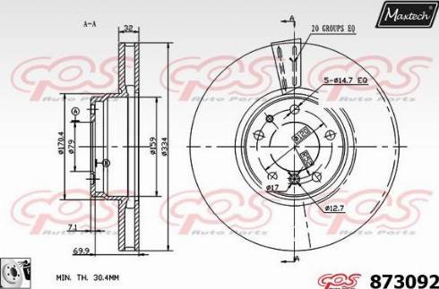 Maxtech 873092.0080 - Brake Disc autospares.lv