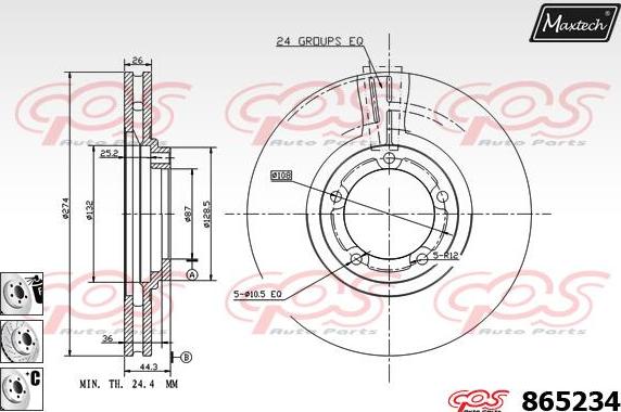 Maxtech 873044 - Brake Disc autospares.lv