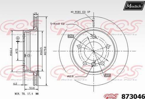 Maxtech 873046.0000 - Brake Disc autospares.lv