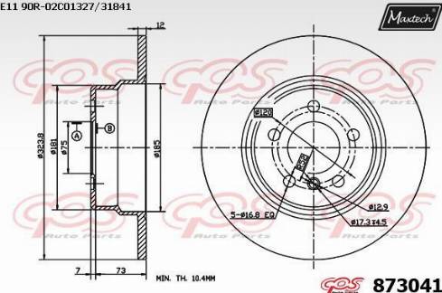 Maxtech 873041.0000 - Brake Disc autospares.lv