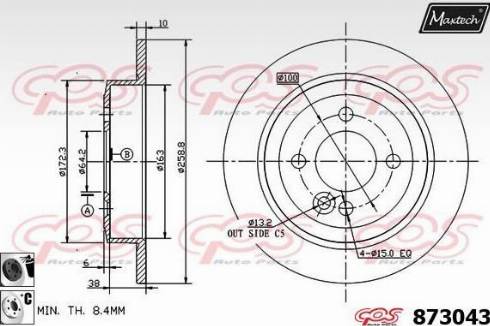 Maxtech 873043.6060 - Brake Disc autospares.lv