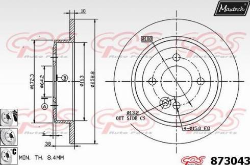 Maxtech 873043.6880 - Brake Disc autospares.lv