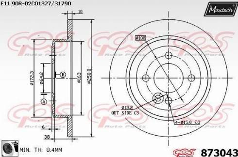 Maxtech 873043.0060 - Brake Disc autospares.lv