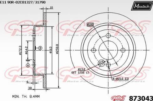 Maxtech 873043.0000 - Brake Disc autospares.lv