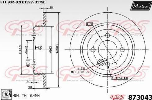 Maxtech 873043.0080 - Brake Disc autospares.lv