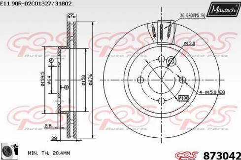 Maxtech 873042.0060 - Brake Disc autospares.lv