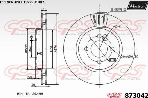 Maxtech 873042.0000 - Brake Disc autospares.lv