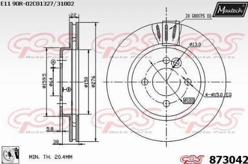 Maxtech 873042.0080 - Brake Disc autospares.lv