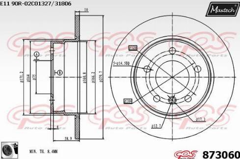 Maxtech 873060.0060 - Brake Disc autospares.lv