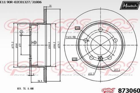 Maxtech 873060.0000 - Brake Disc autospares.lv