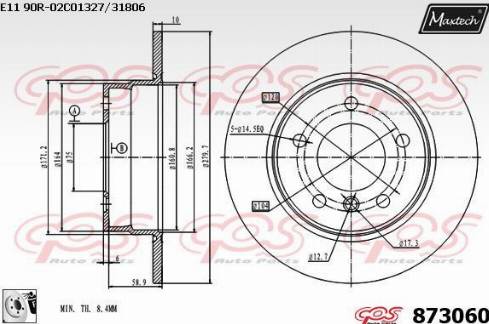 Maxtech 873060.0080 - Brake Disc autospares.lv